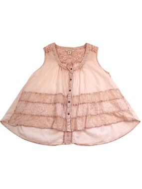 Rachel Zoe Blush High-Low Boho Top Size M Flowy Feminine Chic